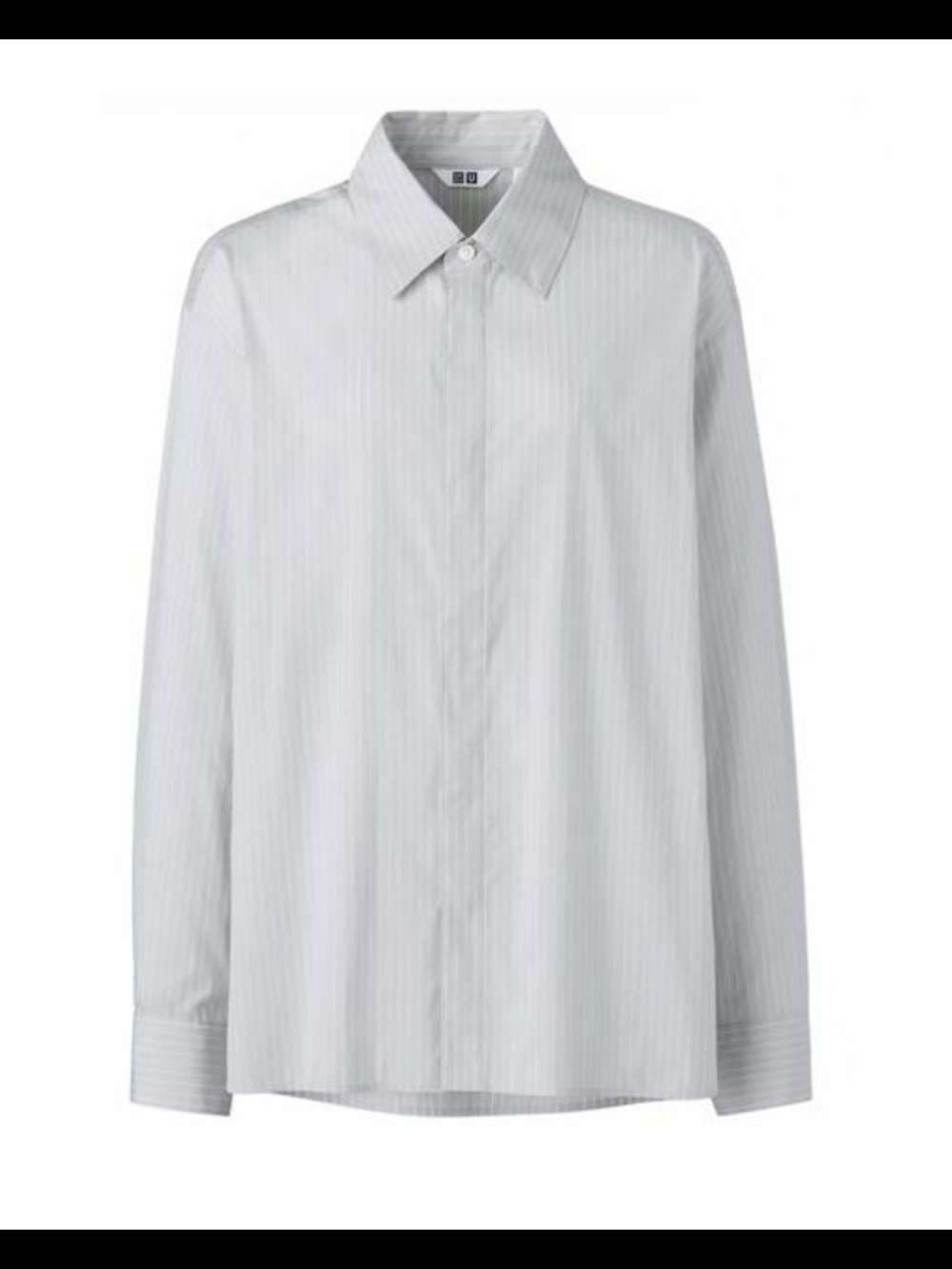Pristine Uniqlo U Lemaire Grey Striped Drape Shirt Long Sleeve Women S Oversized